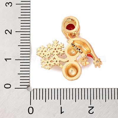 Рождественские тематические латунные подвески с микропаве и кубическим цирконием KK-C076-27G-07-1