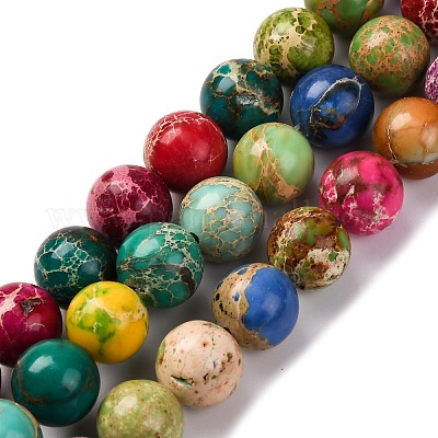 Нити бусин из окрашенного натурального регалита/императорской яшмы/морского осадка яшмы G-B124-C03-01-1