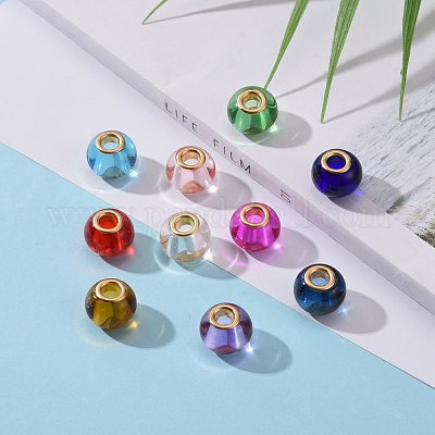 Смешанный большое отверстие Rondelle стеклянные европейские шарики X-GPDL-Q013-M-1