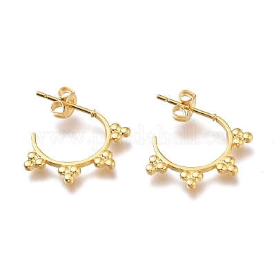 Серьги-полукольца из нержавеющей стали 304 EJEW-H100-09G-1