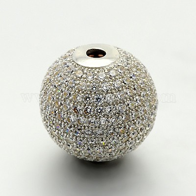 Латунные микро проложить кубический цирконий круглых бусин ZIRC-M039-12P-RS-1