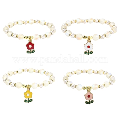 Эластичный браслет из синтетического лунного камня BJEW-JB09502-1