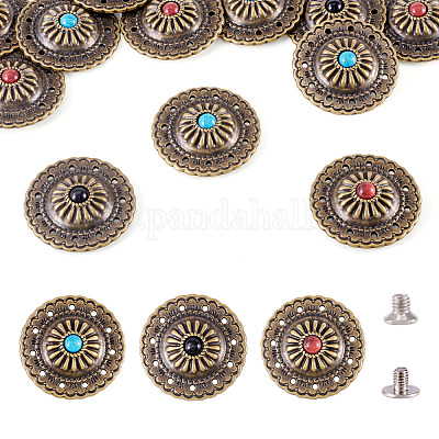 12 набор плоских круглых кнопок из сплава двух цветов FIND-TA0008-15-1