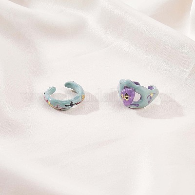 Открытое кольцо-манжета с блестящей эмалью JR920A-1