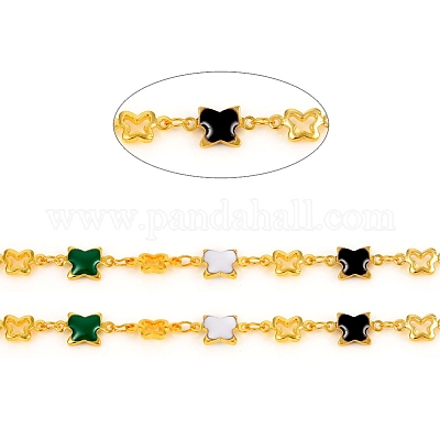 Цепи ручной работы из латуни с эмалированными звеньями CHC-F011-16-G-1