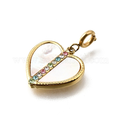 Подвеска в форме сердца из нержавеющей стали 304 со стразами STAS-H202-04G-03-1