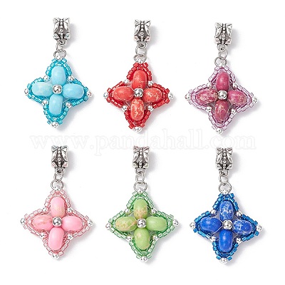 Европейские подвески-шармы в форме звезды из окрашенной синтетической императорской яшмы и стеклянных бусин PALLOY-MZ00693-1