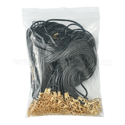 Изготовление ожерелья из черного вощеного шнура 36 шт. NCOR-FS0001-05G-1