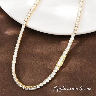 925 цепочка из стерлингового серебра с прозрачным кубическим цирконием STER-C016-02A-G02-1