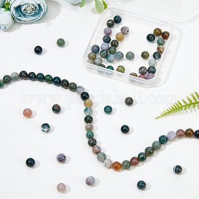 2 нити круглых бусин из натурального индийского агата G-OC0002-32-1