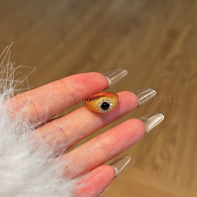 Кольца для женщин из стерлингового серебра с микропаве из кубического циркония «лошадиный глаз» 925 шт. RJEW-F180-07G-1