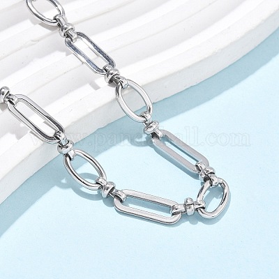 Браслеты на ногу из нержавеющей стали 304 с овальными звеньями для женщин AJEW-U025-01P-1