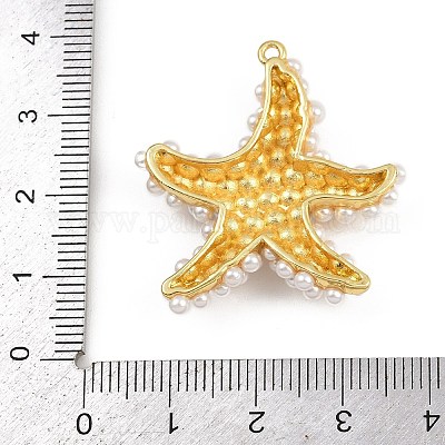 Подвески из искусственного жемчуга в форме морской звезды из латуни и АБС-пластика KK-I352-04A-G-1