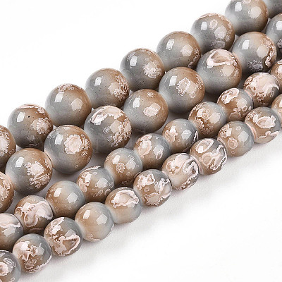 Выпечка окрашенные стеклянные бусины пряди DGLA-N008-10mm-08-1