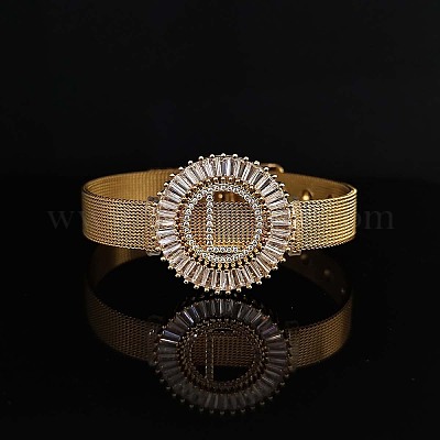 Латунные браслеты с микропаве из прозрачных кубических цирконий для женщин FS-WGA7409-33-1