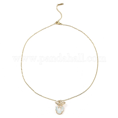 Ожерелья с подвеской из светлого золота и латуни с микропаве «Тигр» и бантом из кубического циркония NJEW-E105-22KCG-1