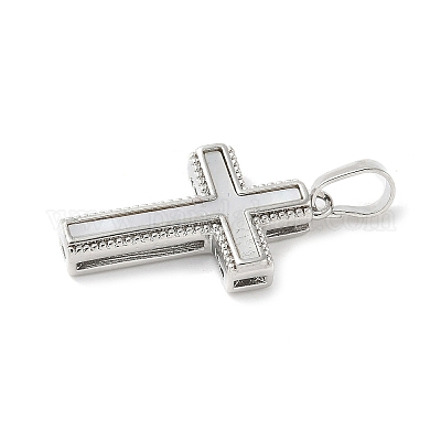 Подвески из латуни с натуральными белыми ракушками KK-S522-01A-P-1