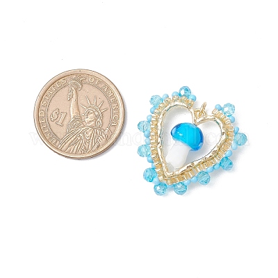 Лэмпворк в виде гриба ручной работы с круглыми стеклянными бусинами класса А и подвесками из сплава с открытыми задними панелями и подвесками из гальванизированного стекла PALLOY-MZ00689-03-1