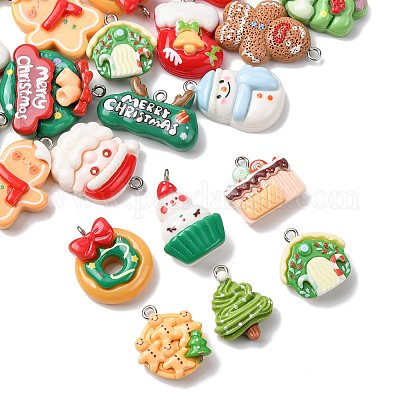 30шт 15 стиля рождественские подвески из непрозрачной смолы CRES-FS0001-33-1