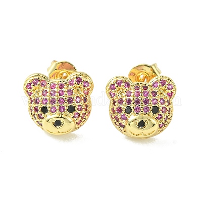 Серьги-гвоздики с кубическим цирконием EJEW-F312-01G-1