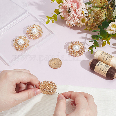 6 шт. пуговицы из АБС-пластика с имитацией жемчуга на ножке BUTT-PH0001-51G-1