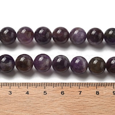 Круглые нити из натурального шевронного аметиста G-S380-01B-01-1