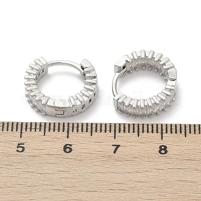 Латунные микро проложить серьги обруча кубического циркония EJEW-M082-11P-1