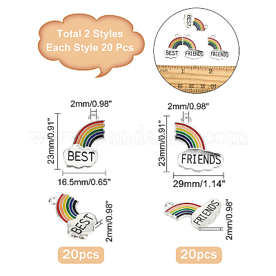 20 Pairs Rainbow Best Friends Enamel Charms