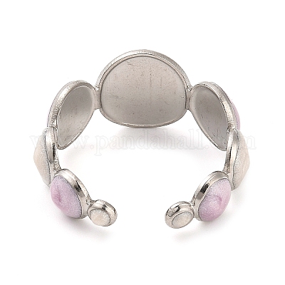 Открытое манжетное кольцо из нержавеющей стали 304 RJEW-F160-07P-02-1