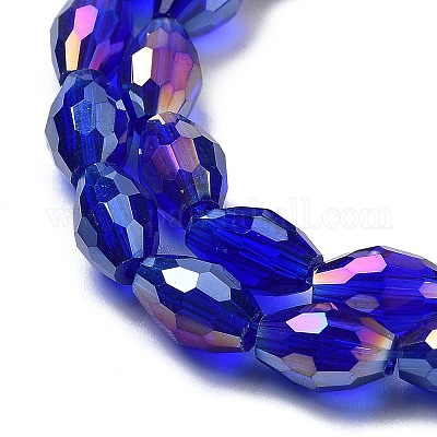 Прозрачные стеклянные бусины гальваническим пряди EGLA-A037-T6x8mm-B03-1