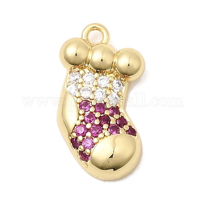 Рождественские латунные подвески с микропаве из фианита KK-L258-04G-F02-1