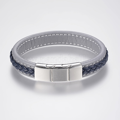 Плетеные браслеты шнур кожаный BJEW-H561-03-1