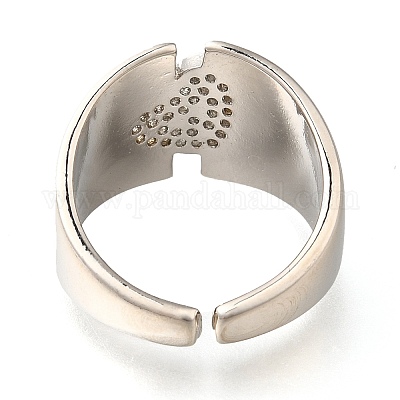 Открытые манжеты из латуни с микропаве и прозрачным цирконием для женщин RJEW-M021-05P-1