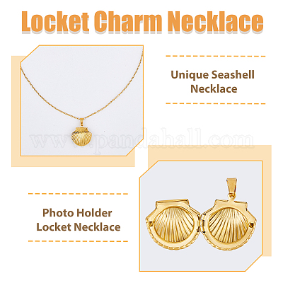 2 шт. 2 цвета нержавеющая сталь в форме ракушки медальон ожерелье комплект NJEW-FI0001-28-1