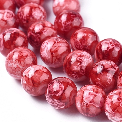 Непрозрачные с напылением стеклянные бусины GLAA-WH0015-43N-1