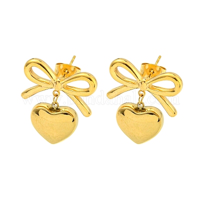 Серьги-гвоздики из нержавеющей стали 304 с ионным покрытием (IP) EJEW-R164-01G-1