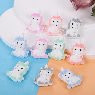 10шт 5 стиля мультяшный единорог силиконовые бусины JX696A-1