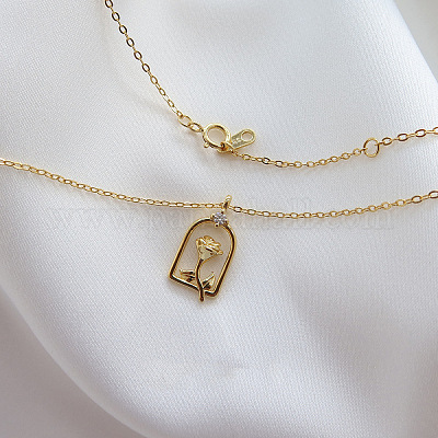 925 подвеска в виде арки из стерлингового серебра с прозрачным кубическим цирконием и цветком розы FS-WG4E11B-01-1