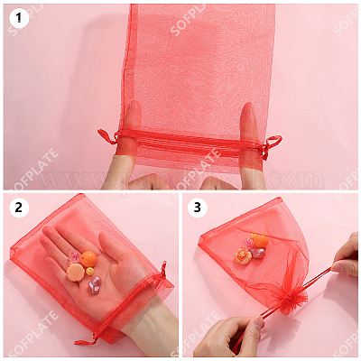 100 шт. мешочки из органзы для хранения ювелирных изделий OP-SP0001-01A-1