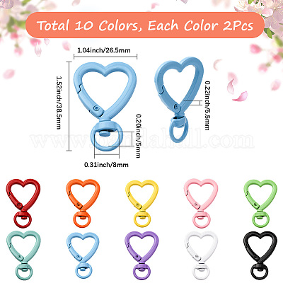 20 шт. двухцветные поворотные застежки из сплава с распылением в форме сердца FIND-SC0017-39-1