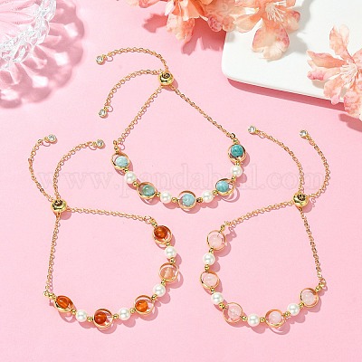 3 шт. 3 стильных латунных браслета-цепочки со слайдером BJEW-TA00413-1