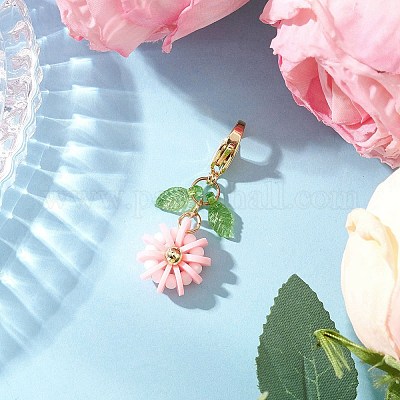 Подвески из полимерной глины и стекла в виде цветов HJEW-MZ00327-04-1