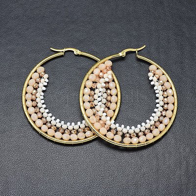 Серьги-кольца из нержавеющей стали 304 EJEW-O090-G10-1