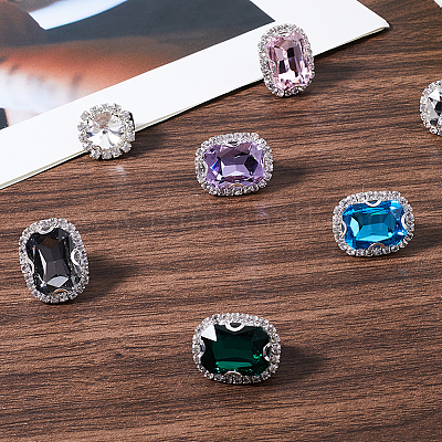 8 шт. 8 стиля железных и стеклянных пряжек для обуви FIND-CP0002-96-1