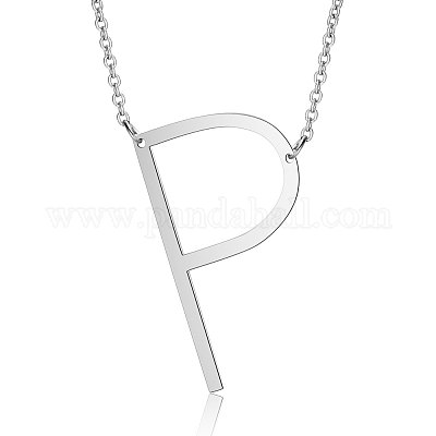 Не тускнеющие 201 нержавеющая сталь начальные подвески ожерелья NJEW-S069-JN003D-P-1