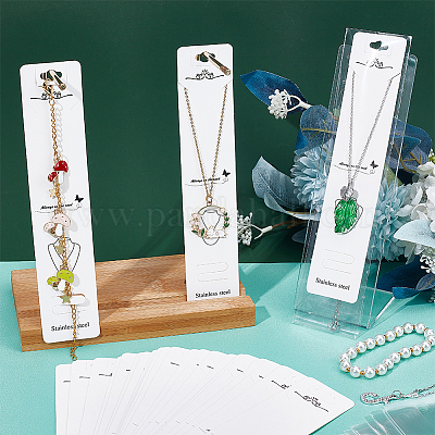Wholesale HOBBIESAY 50 Sets Jewelry Display Cards with Self Adhesive Bags  19.5x4cm Paper Necklace Display Cards with OPP Cellophane Bags Necklace  Earring Card Holders for Selling Jewelry Packaging Supplies 