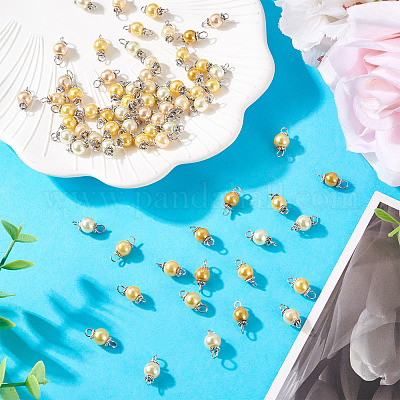 80 шт. 8-х цветные стеклянные перламутровые круглые подвески-соединители PALLOY-TA00262-1