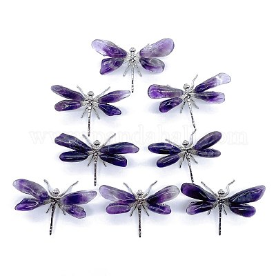 Фигурки стрекоз из натурального аметиста PW-WG22635-01-1