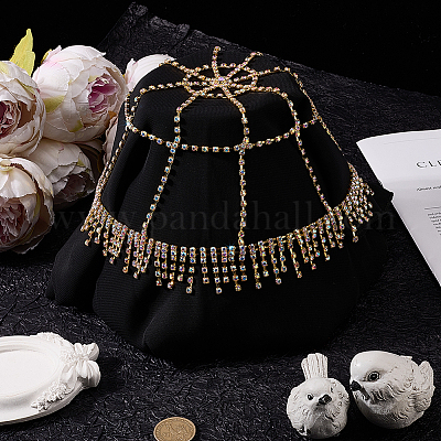 Сетчатые повязки на голову из сплава со стразами OHAR-WH20007-05G-01-1