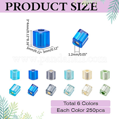 1500шт 6 цвета стеклянный бисер SEED-ME0001-14B-1